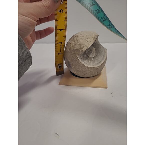 Owl Figurine Stone Primitive on Wooden Base Table Top Statue Gray - Picture 6 of 9